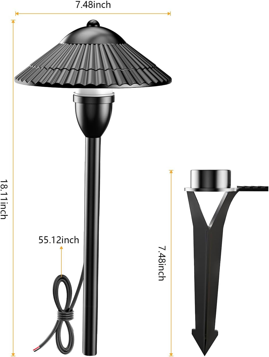 ZUCKEO Low Voltage Landscape Lighting LED Pathway Lights, 5W Landscape Path Lights 3000K Warm White 12-24V, Outdoor IP66 Ground Light for Garden, Walkway, Yard (12-Pack with Connector)