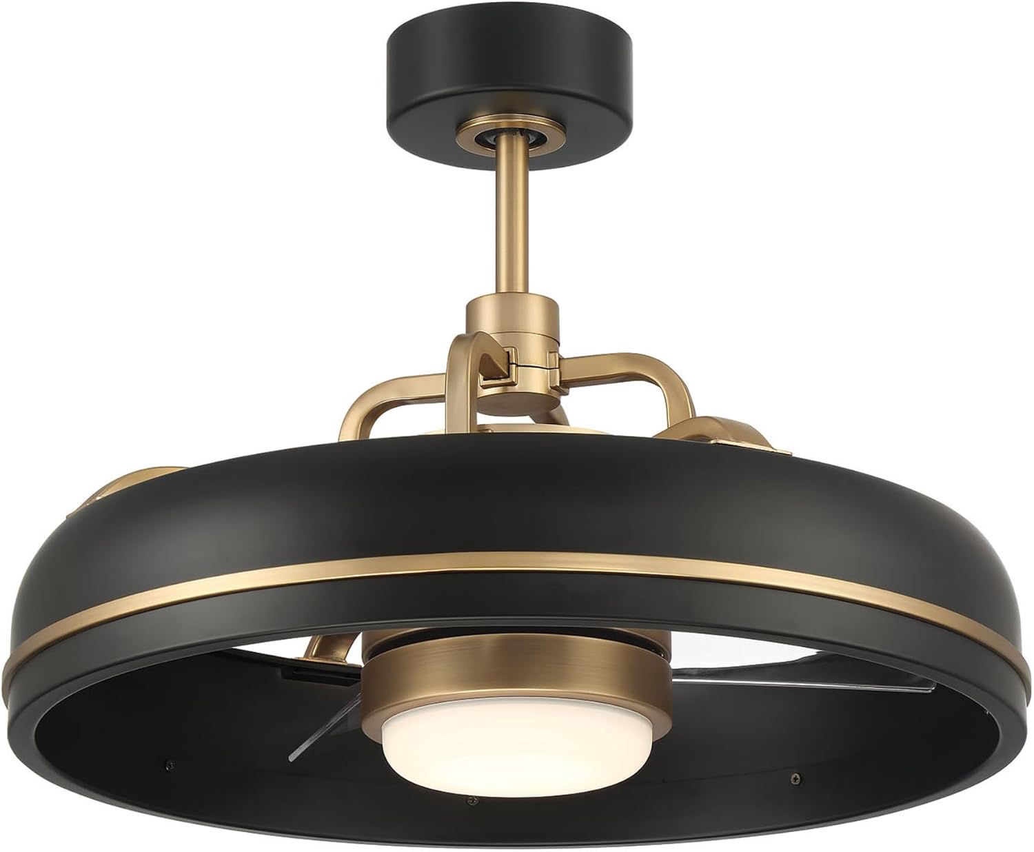 Craftmade TYL24FBSB3-NWF Taylor 24 Inch 3 Blade Indoor Fandelier | Flat Black/Satin Brass Finish with Clear Acrylic Blades | Integrated 1167 Lumens LED 3000K | Remote Included | DC Motor Ceiling Fan