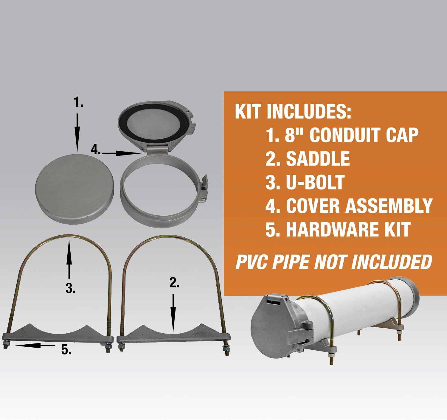 Buyers Products CC800 PVC Conduit Carrier Kit, 8 Inch Diameter Pipe Storage Rack for Trucks, Mounting Hardware Included, Spring-Loaded Latch, Weather-Resistant Door - for Conduits, Fly Rods & More