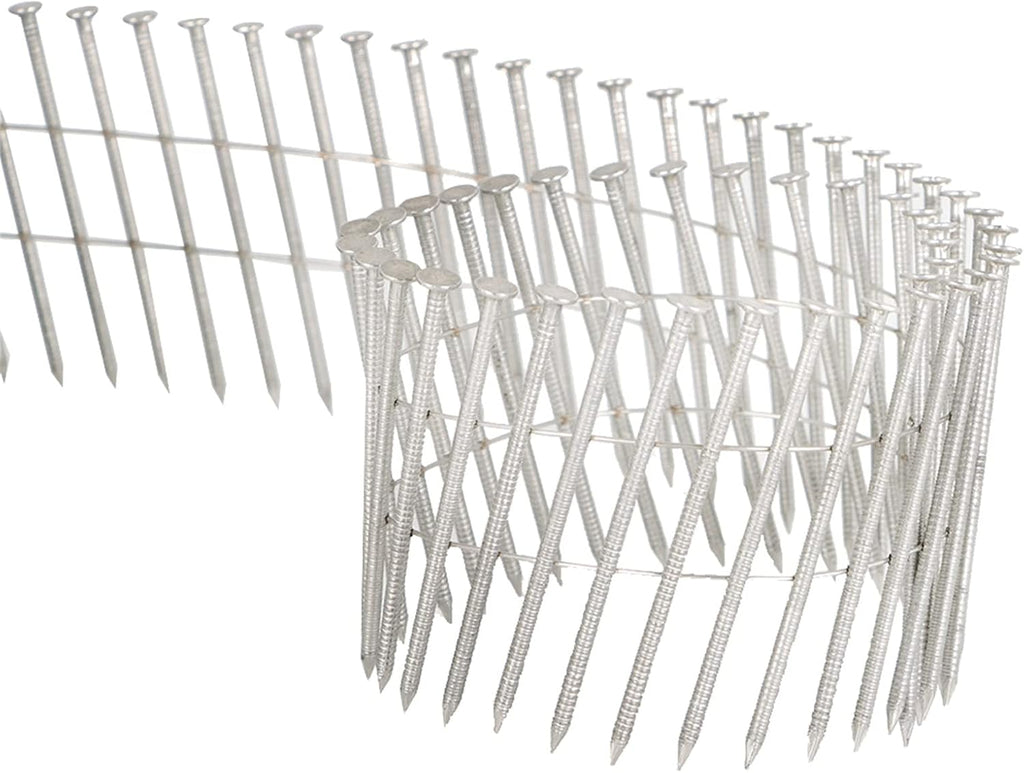 3600 Count 2 Inch Stainless Coil Siding Nails 15 Degree Coils, Small Cap Coil Nail, Cap Warp 5.8-6mm 0.09 Inch Ring Shank for Cement Board Siding or Fencing Applications
