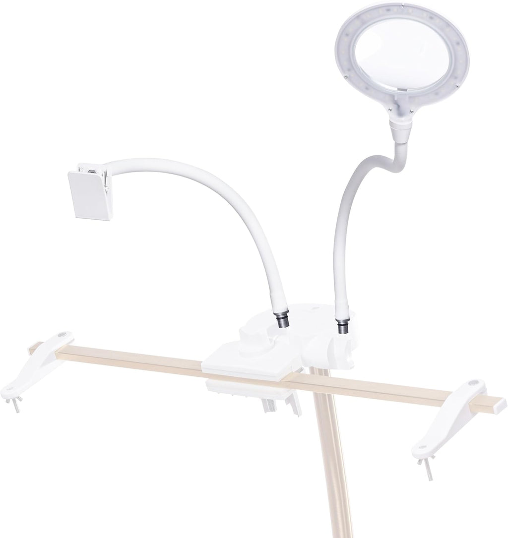 Daylight StitchSmart 2 Magnifier & Chartholder (Accessories Only)–Adjustable Embroidery Frame Support with LED Magnifier Lamp, 360° Rotation, 95+ CRI Lighting, Flexible Arms (Doesn't' Include Stand)