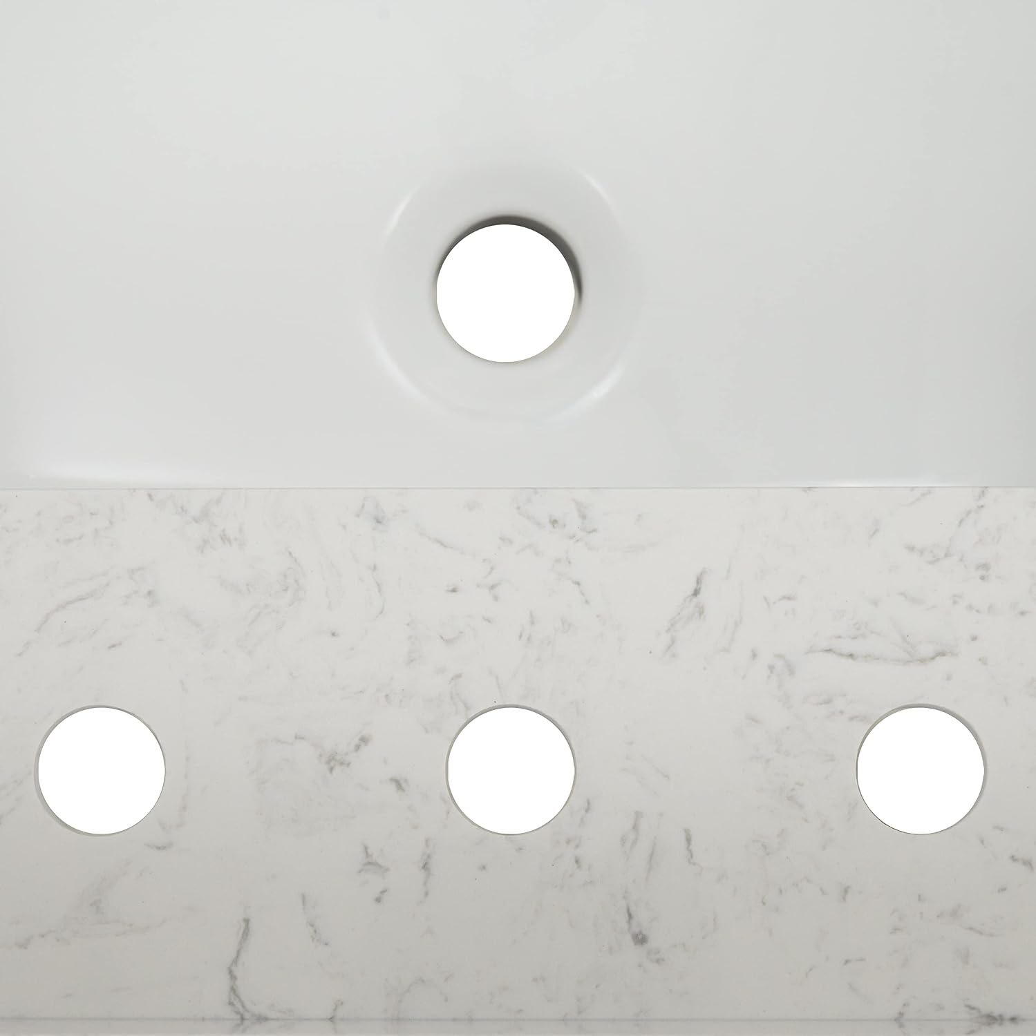 MSI Carrara Sky Vanity Top with Under Mount Rectangle Ceramic Sinks, Engineered Marble Stone, 4' CC Faucet Holes, 37'X22'