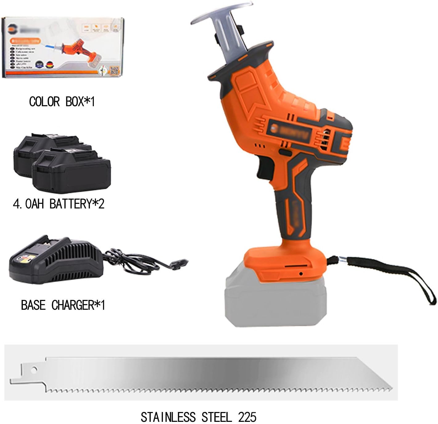 NYMFEA Bone Saw Machine, Cordless Reciprocating Saw, Butcher Cutting Machine with Rechargeable Battery, Electric Hand Saw Meat Cutter, for Bone/Meat,4.0Ah*2-Ostrze*1