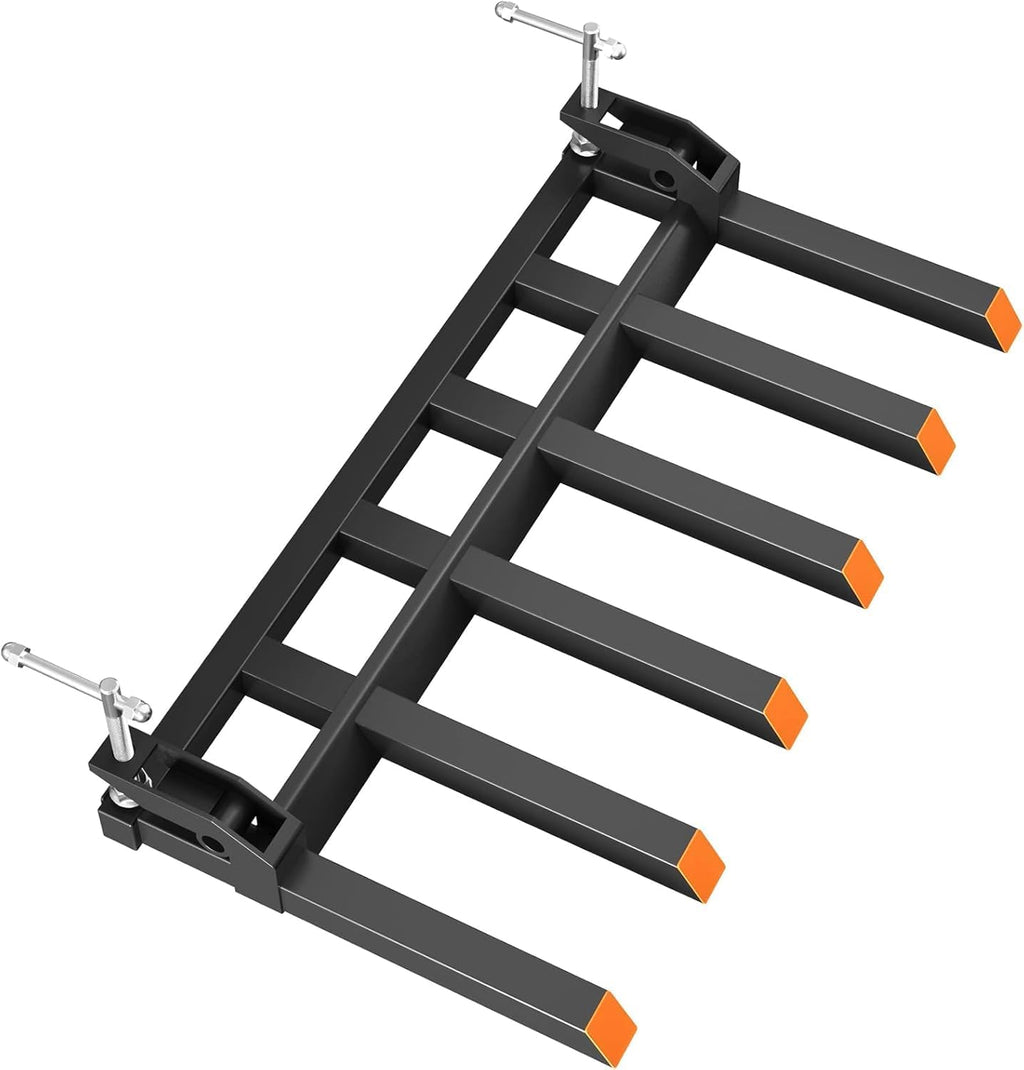 Garvee Clamp On Debris Forks for 60 in Buckets, 4560 LBS Loading Weight Pallet Forks for Loader, Tractor Buckets, Skidsteer, for Removing Limbs, Yard Waste and Debris