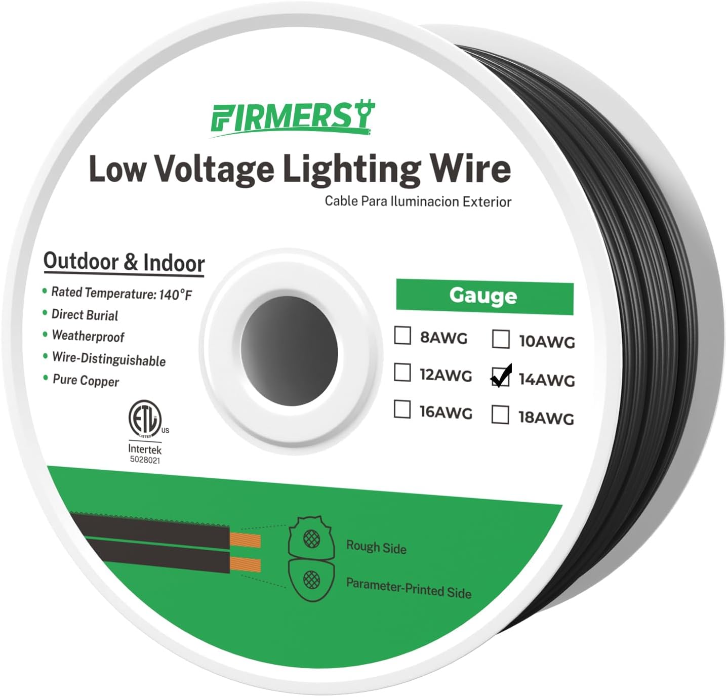 FIRMERST 14/2 Low Voltage Landscape Wire Outdoor Lighting Cable 260 Feet