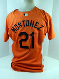 2007-08 Baltimore Orioles Luis Montanez #21 Game Used Orange Jersey BP ST 020 - Game Used MLB Jerseys