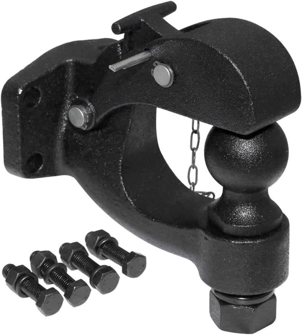 Matte Black Pintle Hook Hitch 2' 50mm Ball Towing Heavy Duty 5 TON Car Towbar RV Parts Camper Caravan Motorhome Accessories(50mm Ball)