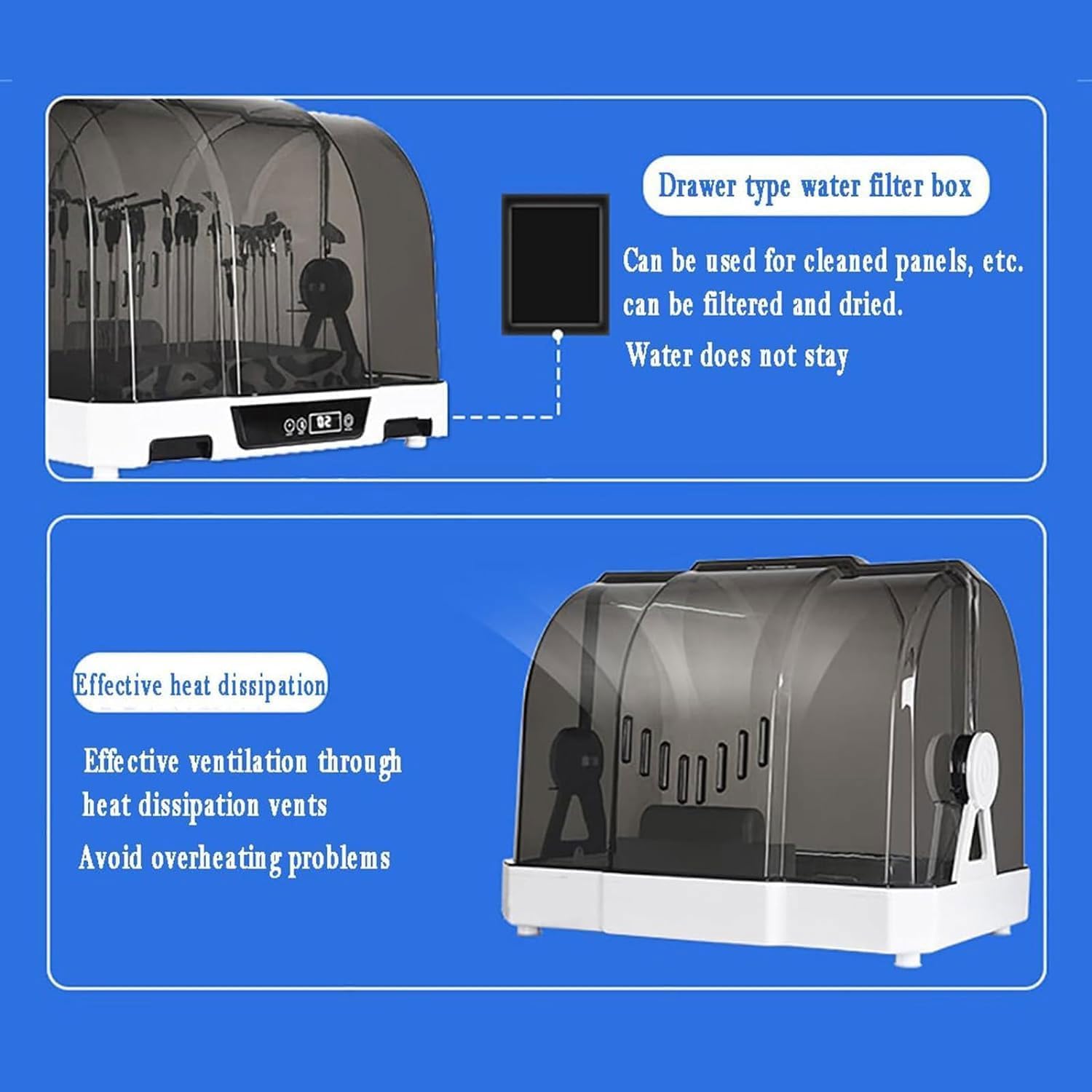 200W Airbrush Spray Booth Kit, Airbrush Drybooth with Water Filter Box and Dust Cover, 20-50℃ Temperature Adjustment&10-180min Time Setting&90° Clamshell Design, for Painting Model Craft Hobby DIY