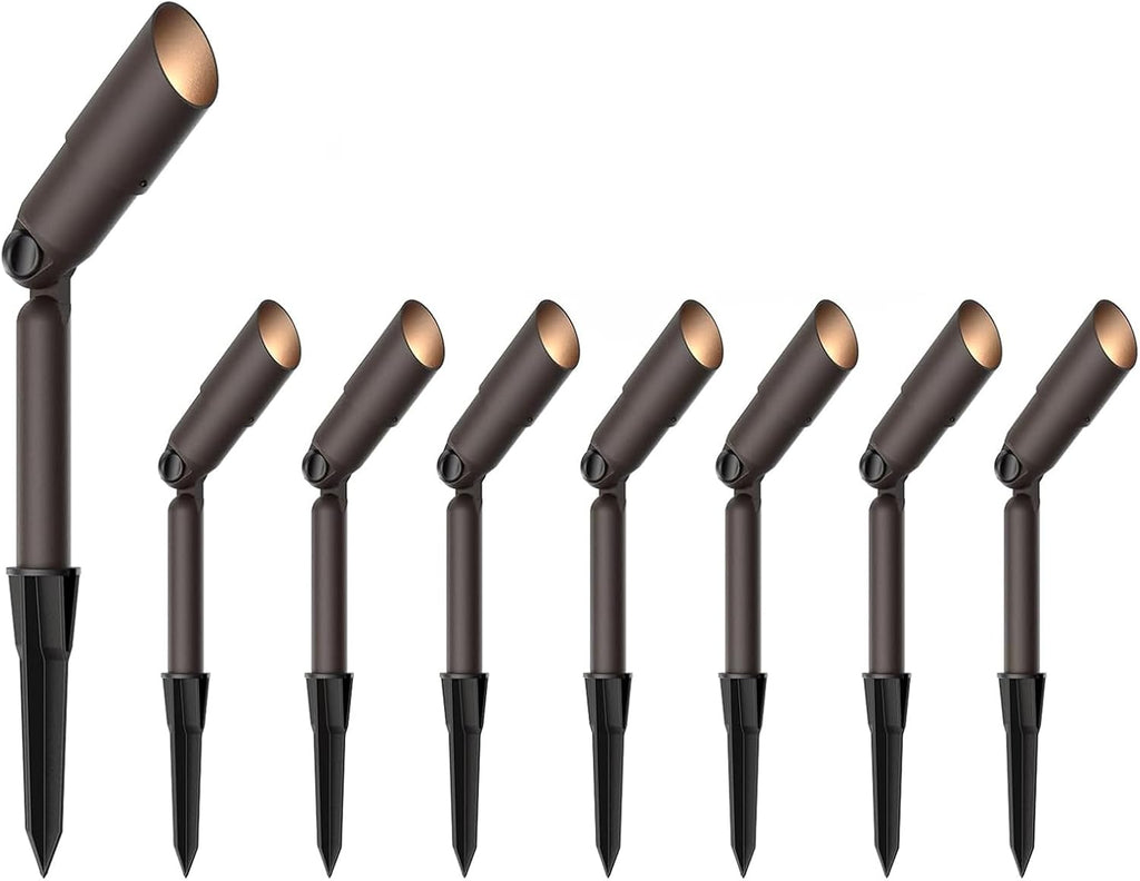 Low Voltage Landscape Lights Kit 8PK Outdoor Spot Lighting 20W 176Lumen Adjustable Spotlights/Floodlight 12V 3000K Warm White Halogen Lights with Connector and Stake