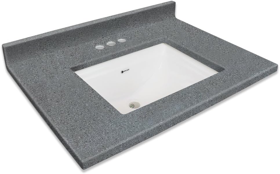 Transolid Charlotte2237-MCWB Charlotte Cultured Marble 4-in Centerset Single-Bowl Vanity Top, Midnight Chrome