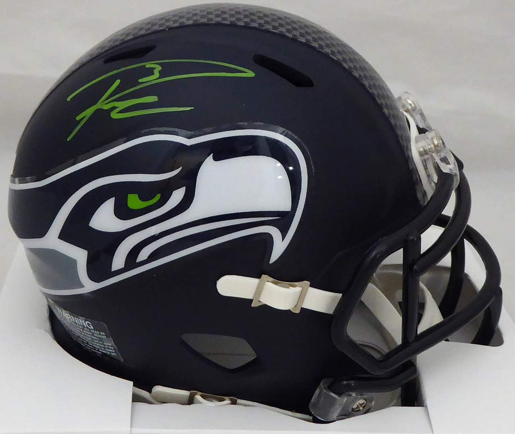 Russell Wilson Autographed Seahawks Speed Mini Helmet In Green RW Holo