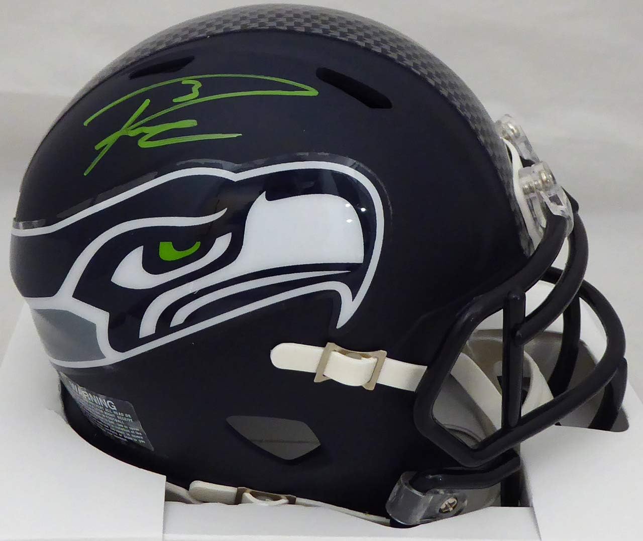 Russell Wilson Autographed Seahawks Speed Mini Helmet In Green RW Holo