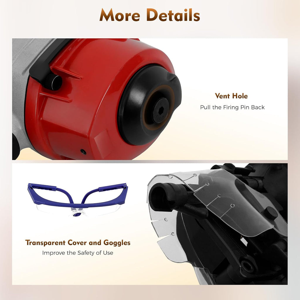 Cn55 Siding Nail Gun, Air Coil Siding Nailer with 2 Shooting Modes, 300-350PCS Nail Capacity, Cordless Siding Nailer for Wooden Furniture Siding Sheathing Fencing Roof Decking