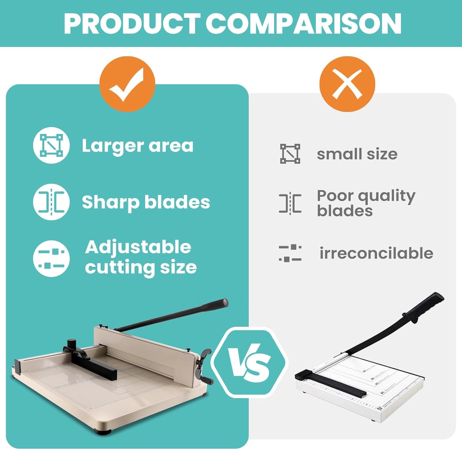 17 Inch Heavy Duty Paper Cutter, Guillotine Paper Cutter for A3 Paper, Stack Trimmer 400 Sheet Capacity, Solid Steel Construction for Office Home School Bulk Cutting