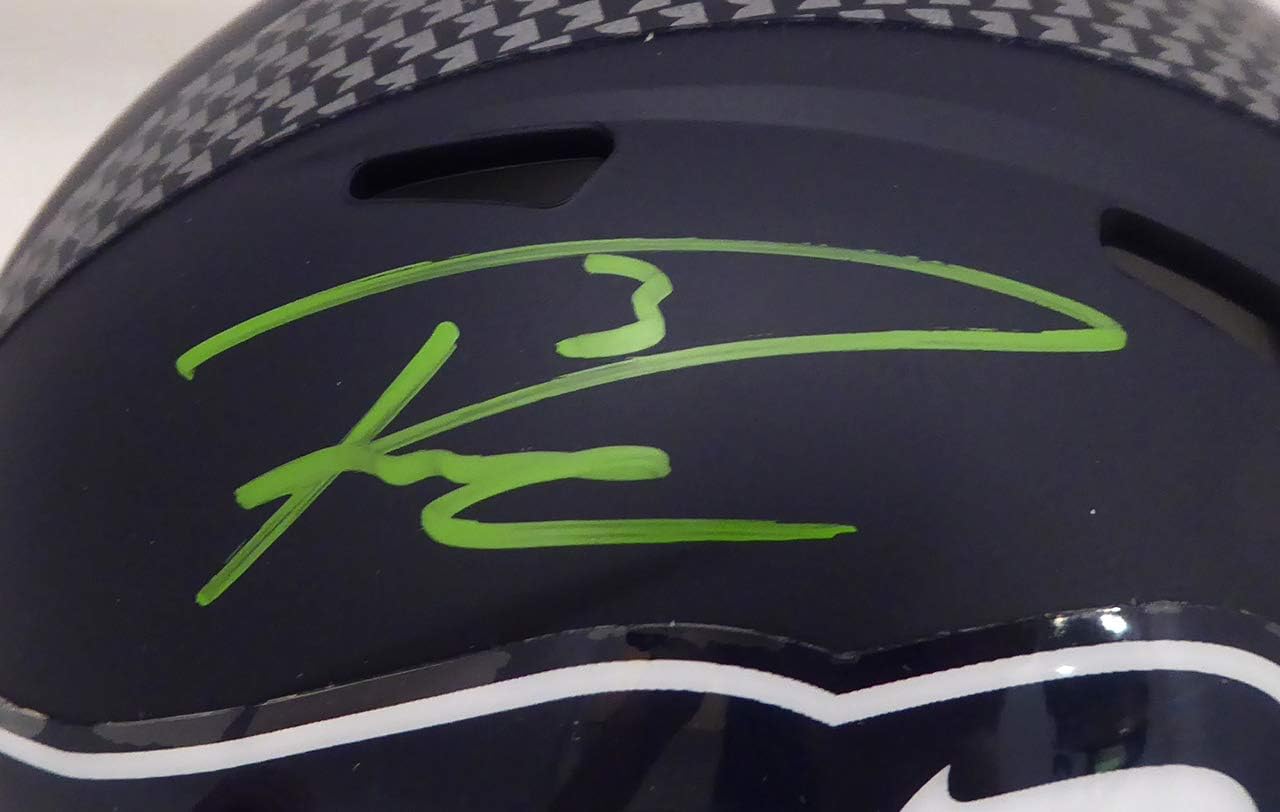 Russell Wilson Autographed Seahawks Speed Mini Helmet In Green RW Holo