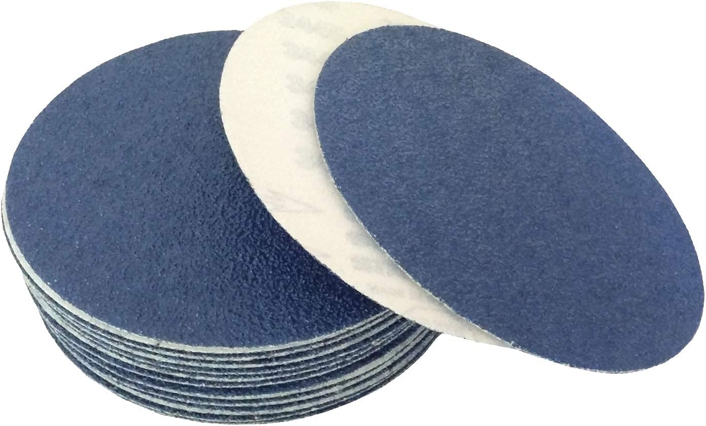 Starcke Premium 7 Inch Hook and Loop Grip Sanding Discs, 80 Grit, Pack of 50 – Heavy Duty No Holes Sand Paper Discs with Blue Zirconia for Orbital Sander, Wood Floors, Metal, and Sanding Pads