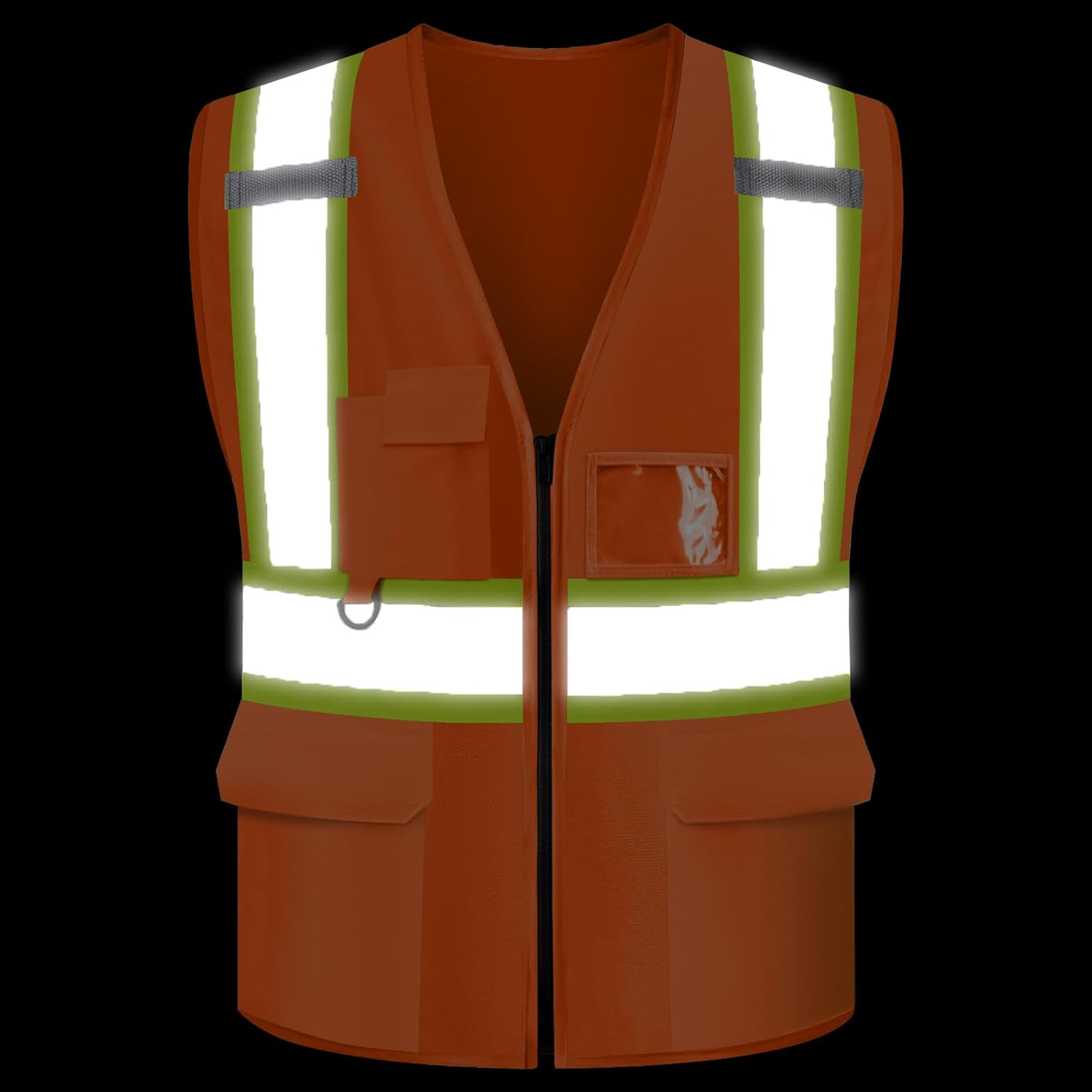 Safety Vest Custom Logo Class 2 Reflective High Visibility Vest With 5 Pockets ＆ Zipper
