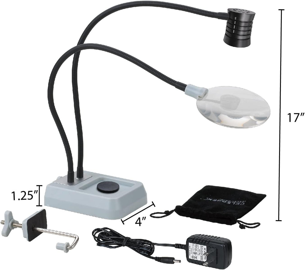 Alert FTL130 LED Fly Tie Light with Magnifier, Black, Gray