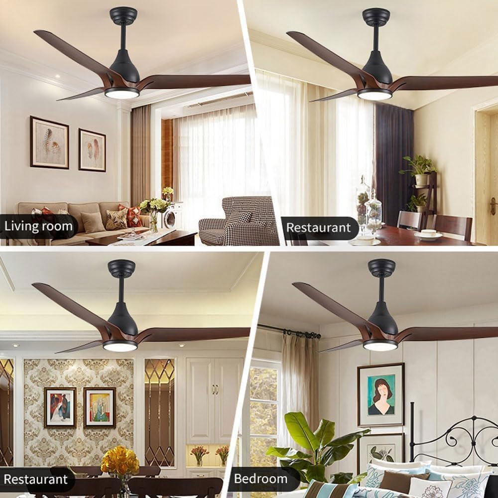 FoRes Ceiling Fans with Lights, Dimmable LED Low Profile Ceiling Fan with Remote Flush Mount 3 Blades Reversible Ceiling Fans Lights, Modern Black 6 Speed Ceiling Fan Light, for Bedroom Farmhouse