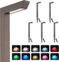 Low Voltage Pathway Lights, 12V 5W LED RGB Color Changing Wired Landscape Path Lights Outdoor for Walkway Driveway Garden of Christmas Halloween, CRI90, Aluminum, Bronze, ETL, Pack of 6