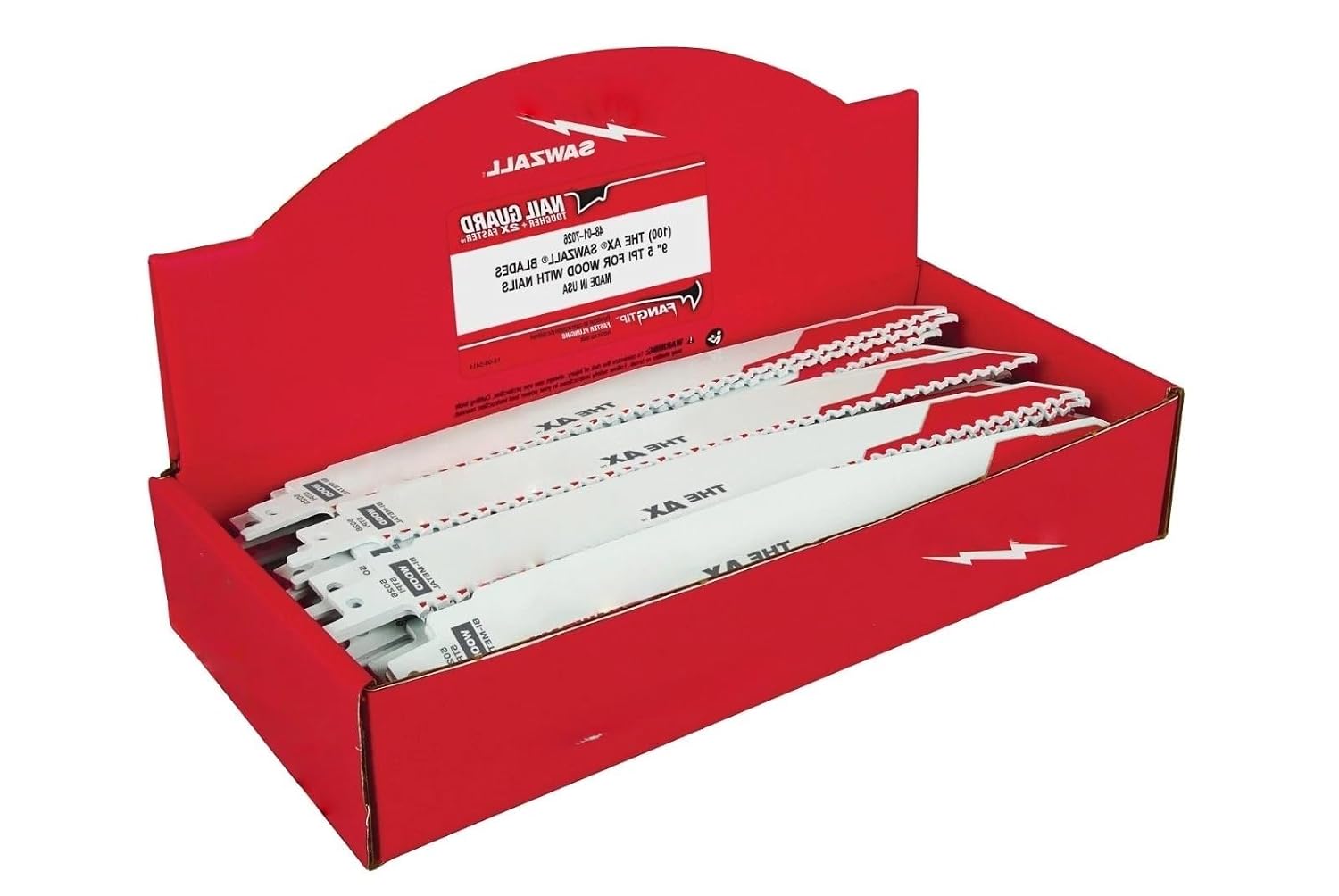 100pk 48-01-7026 Reciprocating Saw Blades for Milwaukee 9' Demolition Wood Cutting Sawzall Lade