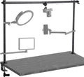 JUSMO LS15 Pro Camera Desk Mount, Aluminum Overhead Camera Mount Rig, Table Multi-Device Pole to Mount Magic Arm Clamp, DSLR, Cameras, Phone, Light, Microphone, Streaming, Studio, Max Load 22 lb