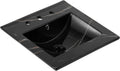 JONATHAN Y Ancillary 20 in. W x 18.25 in. D Ceramic Vanity Sink Top with 3-Hole Rectangular Single Sink Basin, Black Marble Effect SNK1000D