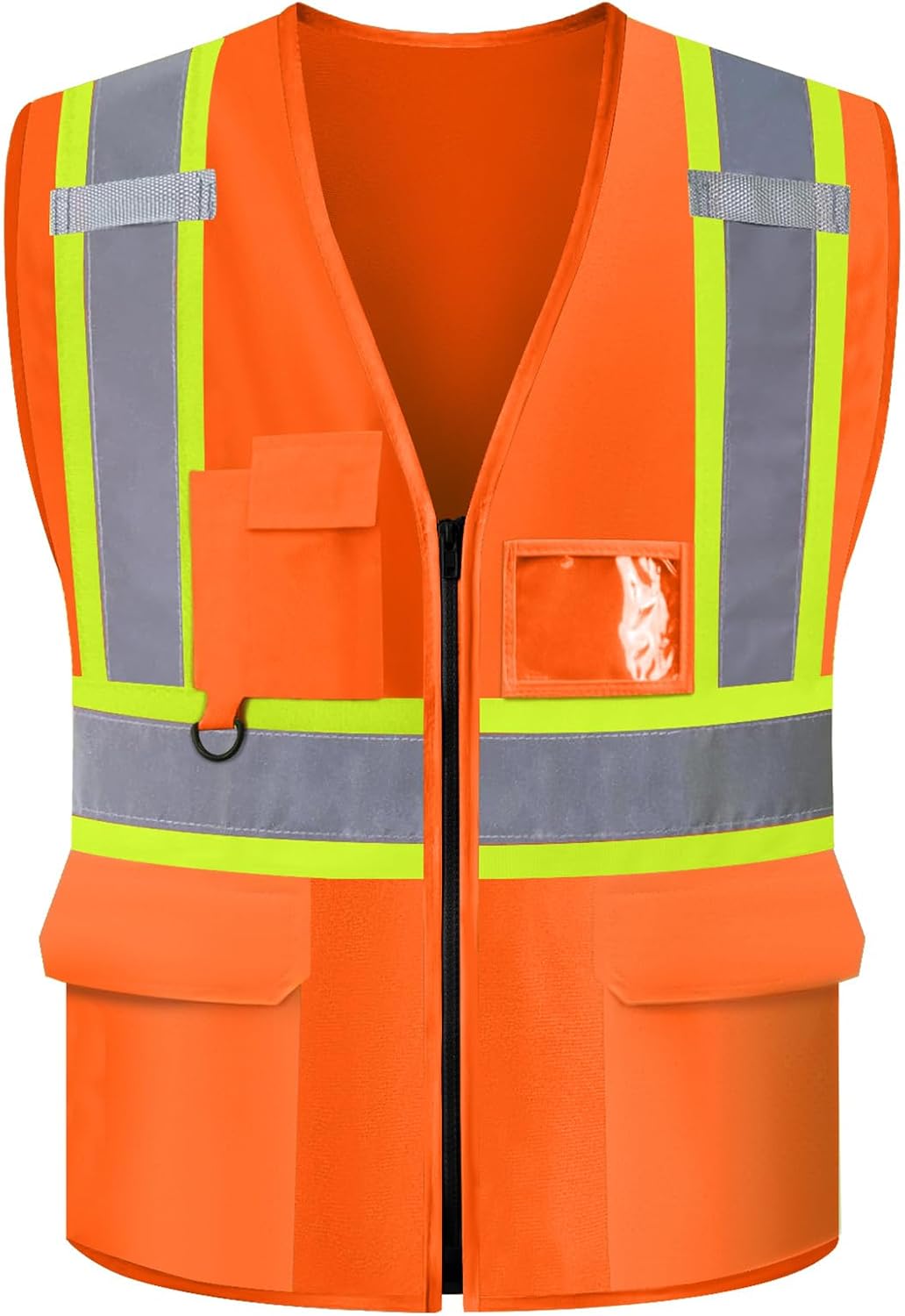 Safety Vest Custom Logo Class 2 Reflective High Visibility Vest With 5 Pockets ＆ Zipper