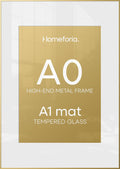 Homeforia A0 Poster Frame Gold, High End Metal 33.1 x 46.8 inches Large Picture Frames with Mat 23.4 x 33.1 for Photo, A0 Size Frames Matted to A1 Print, 33.1x46.8 Thin Frame, Tempered Glass, Set of 1