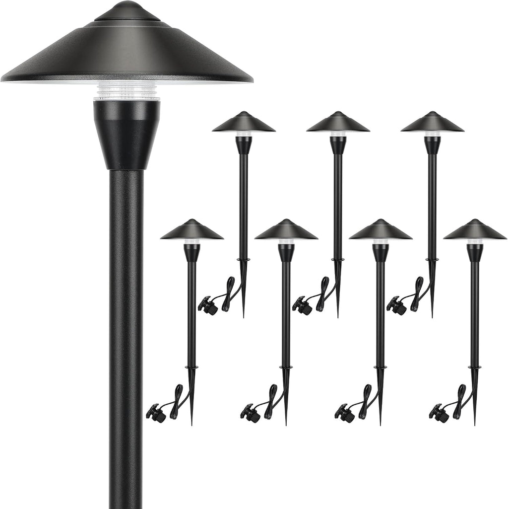 LUTEC 12V Low Voltage Pathway Lights, Die-cast Aluminum Pathway Lights with Connectors，IP65 Waterproof Outdoor Landscape Lighting, 3W 240LM Warm White 3000K for Path, Yard, Garden, 8 Pack
