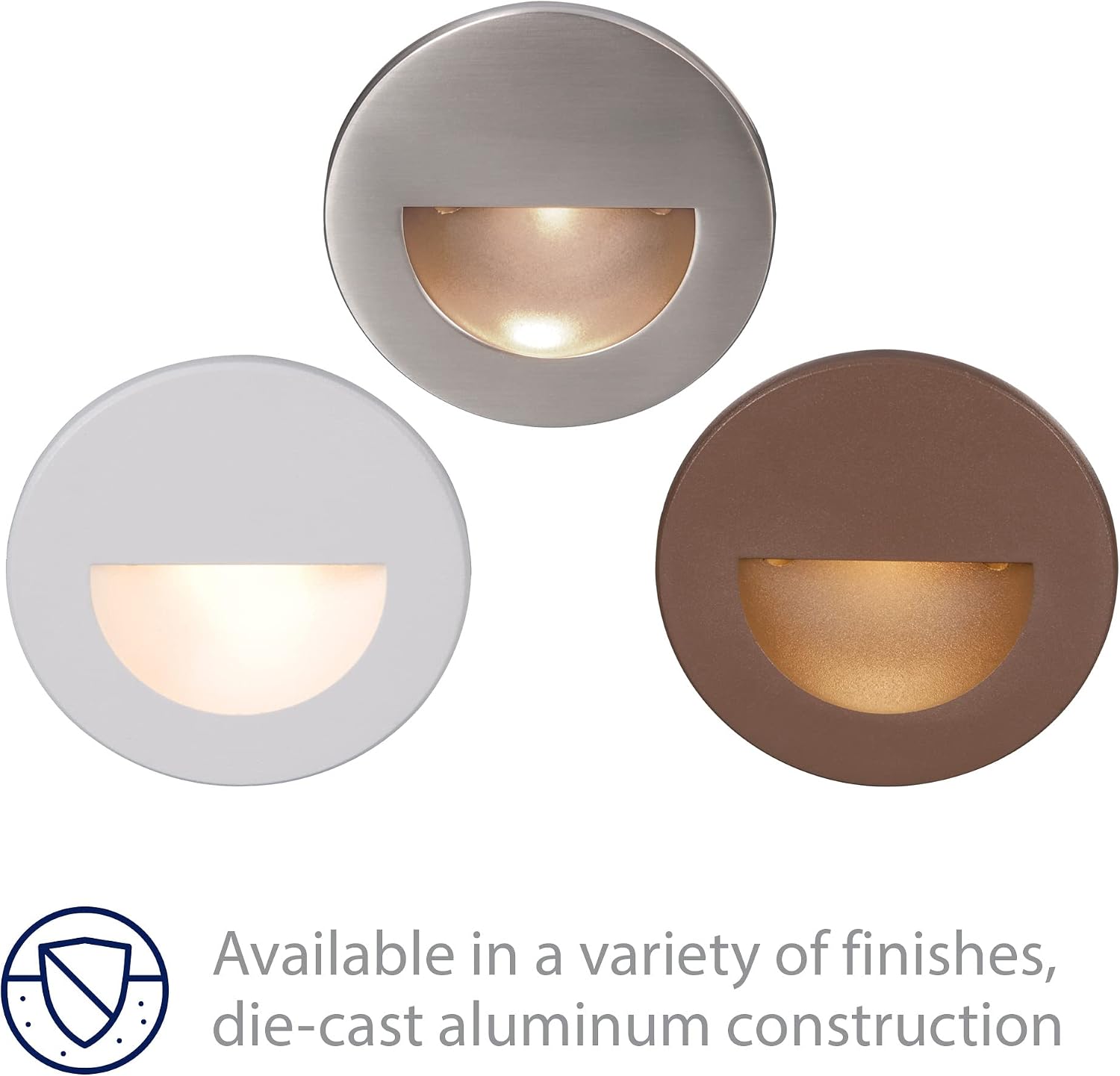 WAC Landscape Lighting, LEDme 120V LED Half-Round Indoor and Outdoor Step and Wall Light Red in Brushed Nickel
