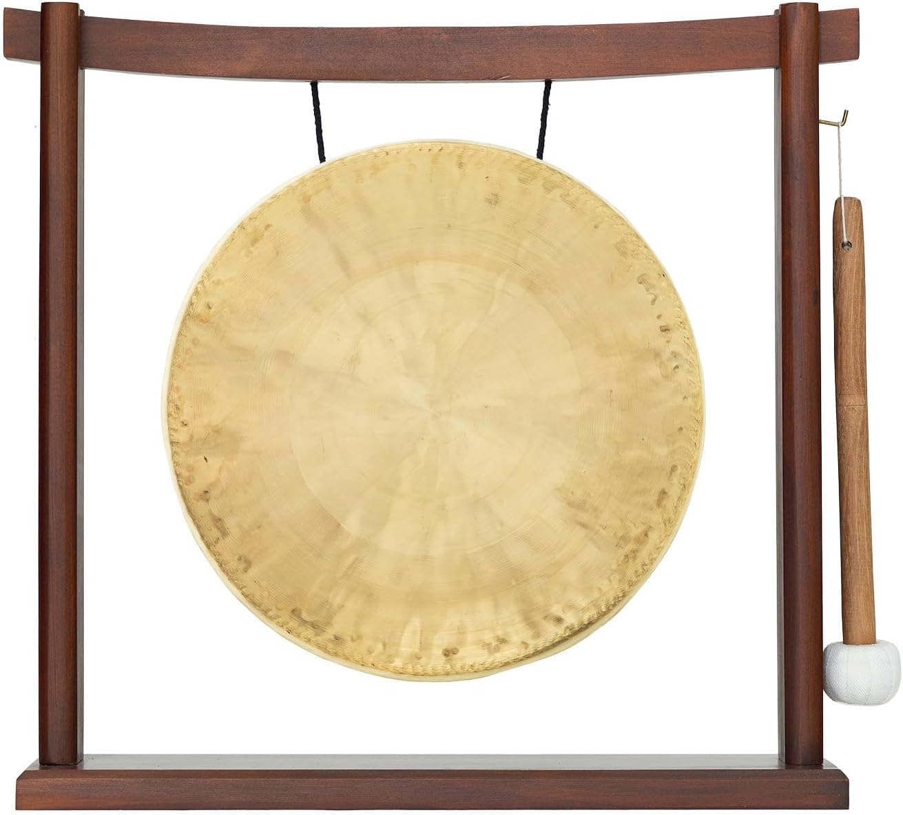 10'-12' Gongs on Woodsonic Stand - Includes Gong, Mallet, & Stand/Easy to Play Traditional Chinese Gong/Easy to Assemble Stylish Wood/Great for Small Spaces
