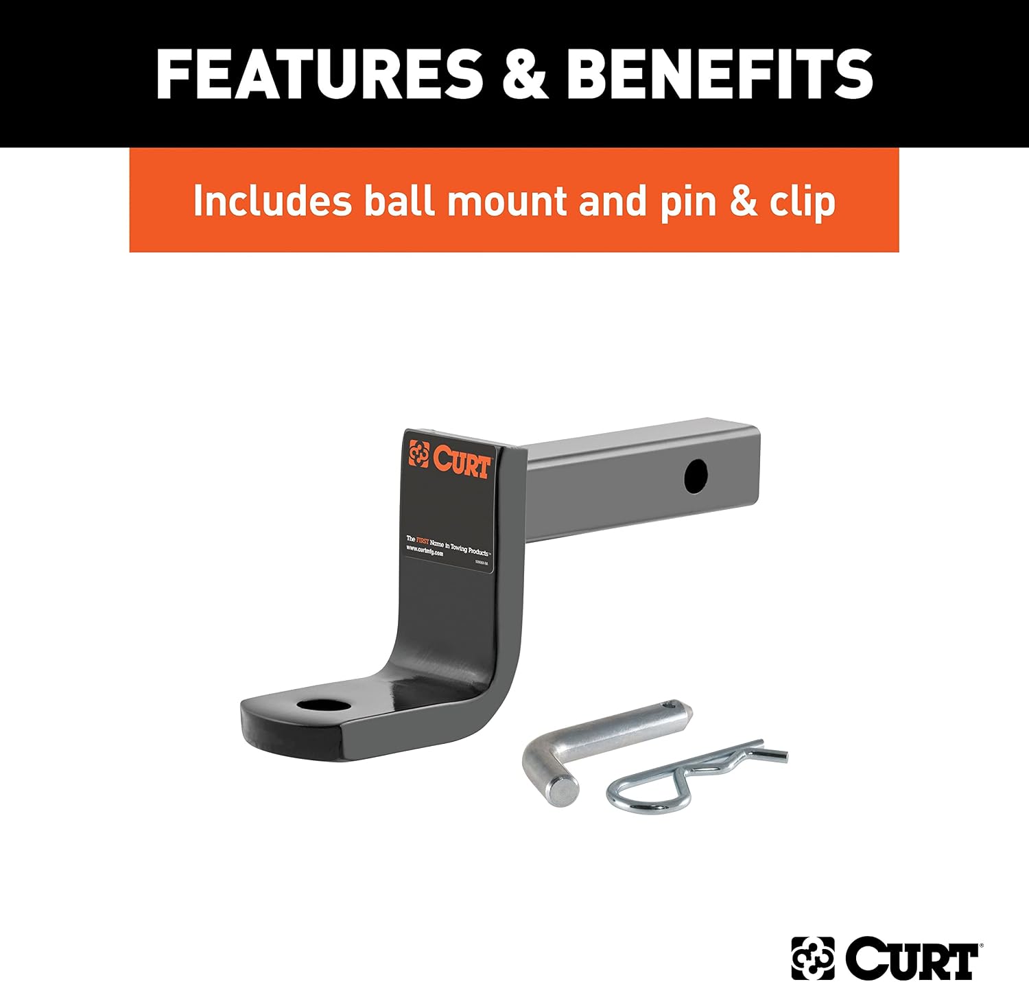 CURT 122023 Class 2 Trailer Hitch with Ball Mount, 1-1/4-In Receiver, Compatible with Select Rogue