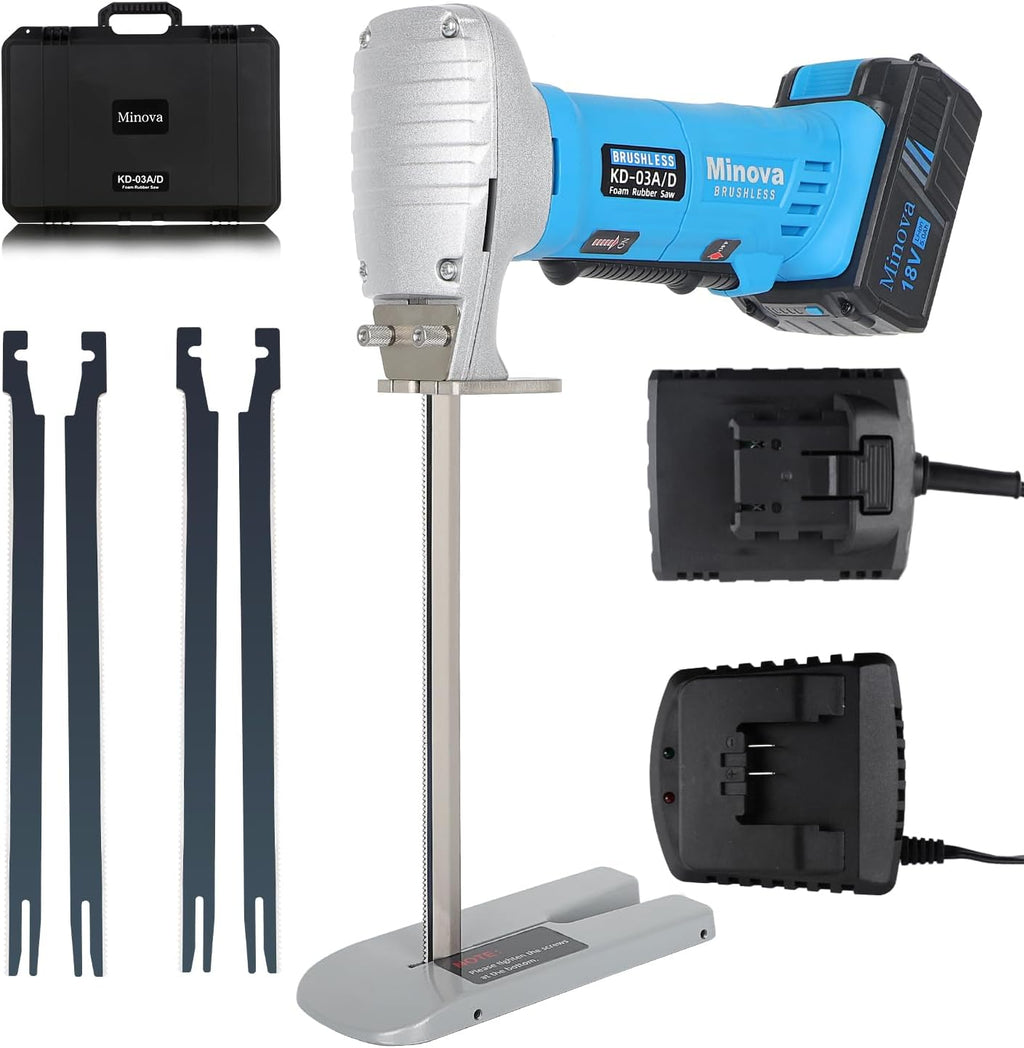 Brushless Foam Rubber Cutter 8' Kit, Cutting of All Densities of Rubber, upholstery foam cushion & Flexible Plastic Foam, Heavy-Duty Cutting Tool (Cordless/Corded)