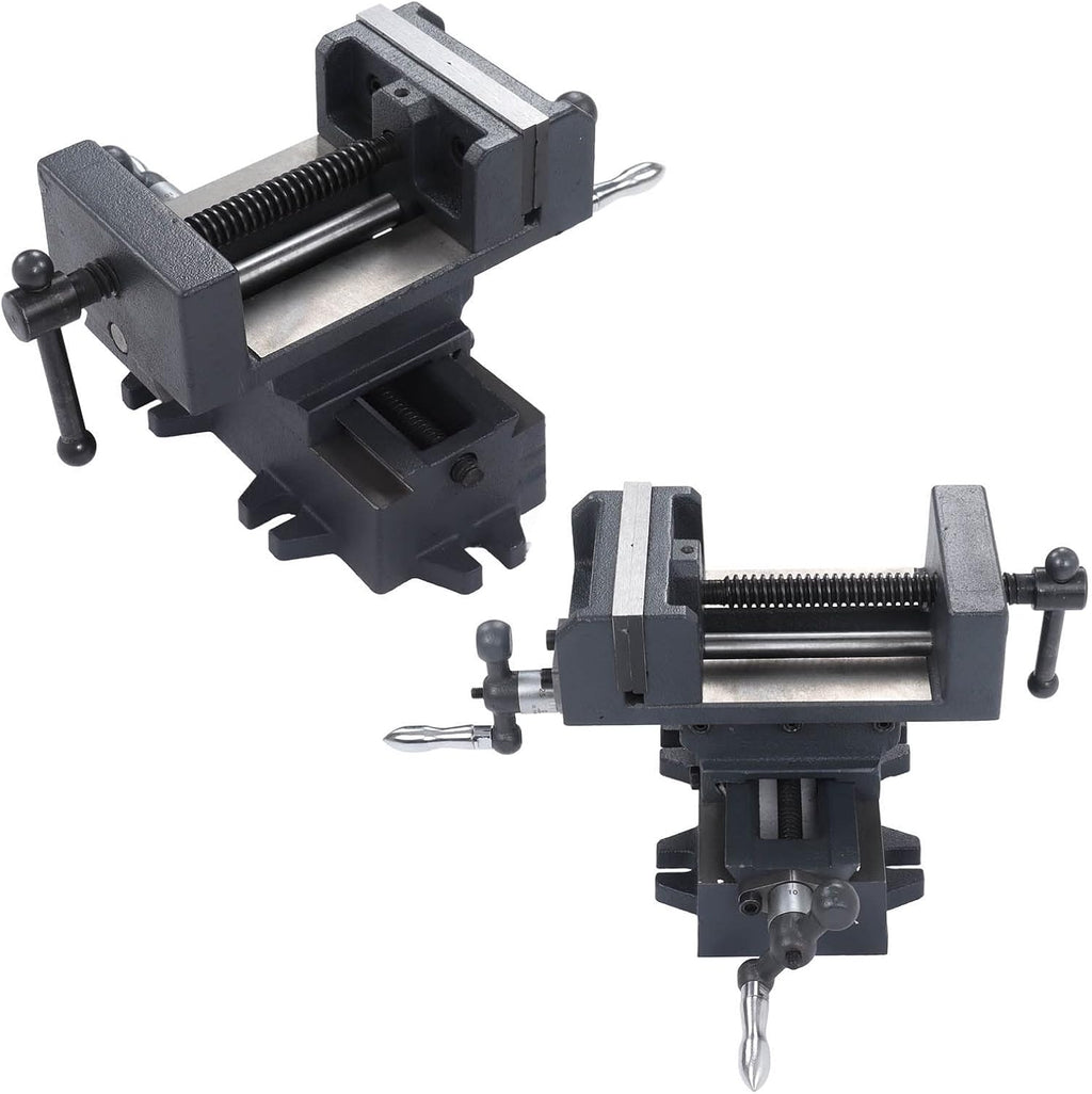 4 Inch Cross Slide Drill Press Vise, Industrial Strength Cast Steel, 100mm Jaw Opening, Accurate Clamping, Stable Mounting for Drilling and Milling Machines