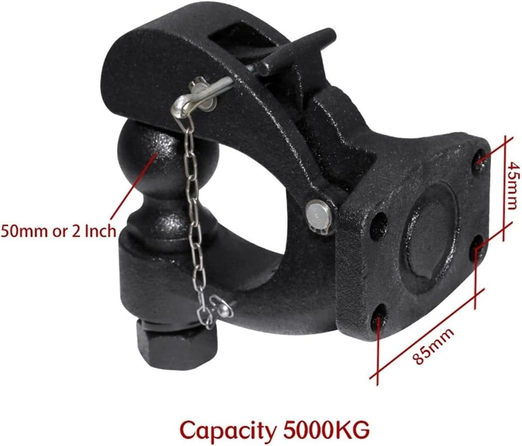 Matte Black Pintle Hook Hitch 2' 50mm Ball Towing Heavy Duty 5 TON Car Towbar RV Parts Camper Caravan Motorhome Accessories(50mm Ball)