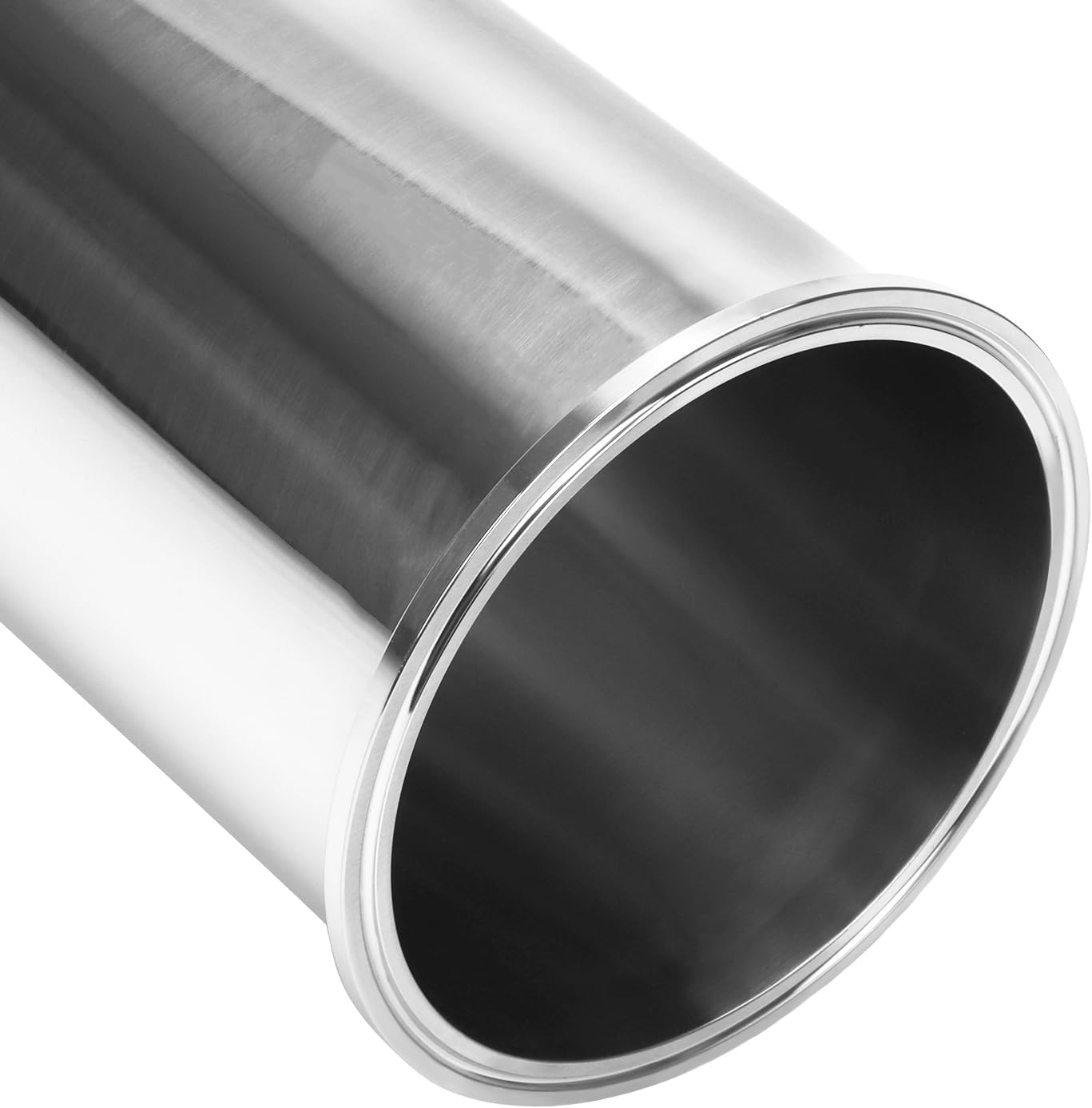 DERNORD Sanitary Spool Tube with Clamp Ends,Stainless Steel 304 Seamless Round Tubing with 6 inch Tri Clamp Ferrule Flange (Tube Length: 18 Inch / 458MM)