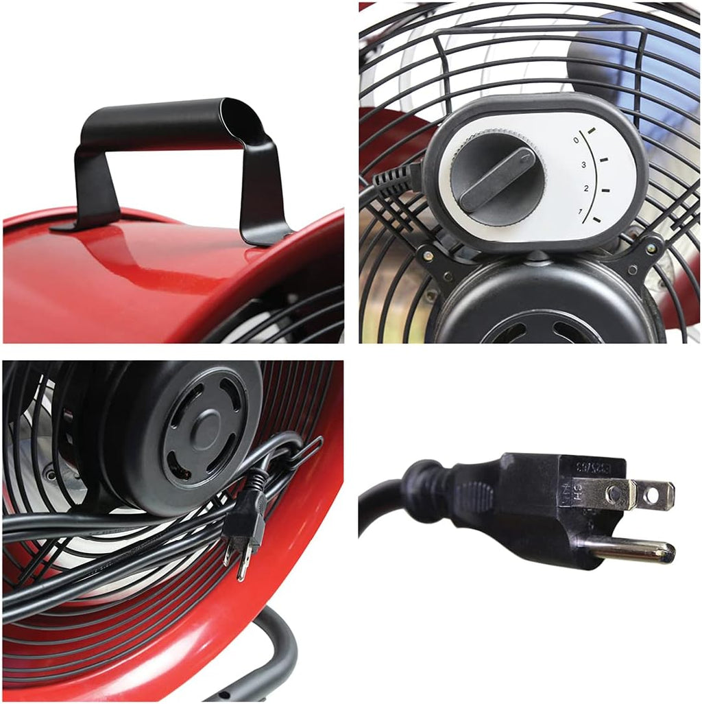 Maxx Air 16' High Velocity Turbo Fan with Pivoting Head - Efficient Air Circulation, High-Velocity Drum Fan Ideal for Home, Garage, or Workshop Use, Durable Construction, Easy Assembly