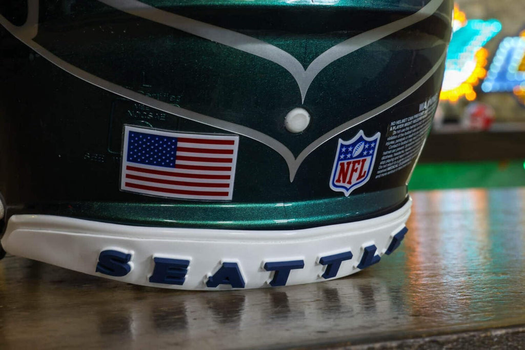 Seattle, Seahawks Collectible Speed Authentic Helmet - Rivalries GG Special Edition - with Free USA Flag Decal - Green Gridiron