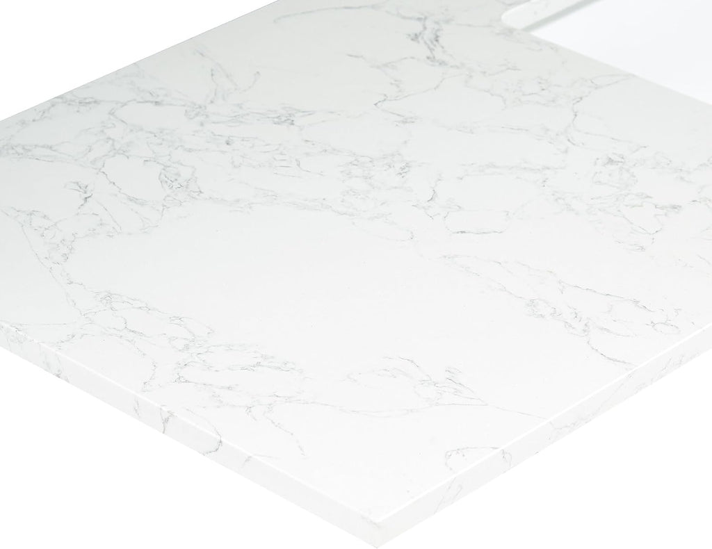 Ceres 61' Engineered Stone Vanity Top in Grain White with Single White Sink