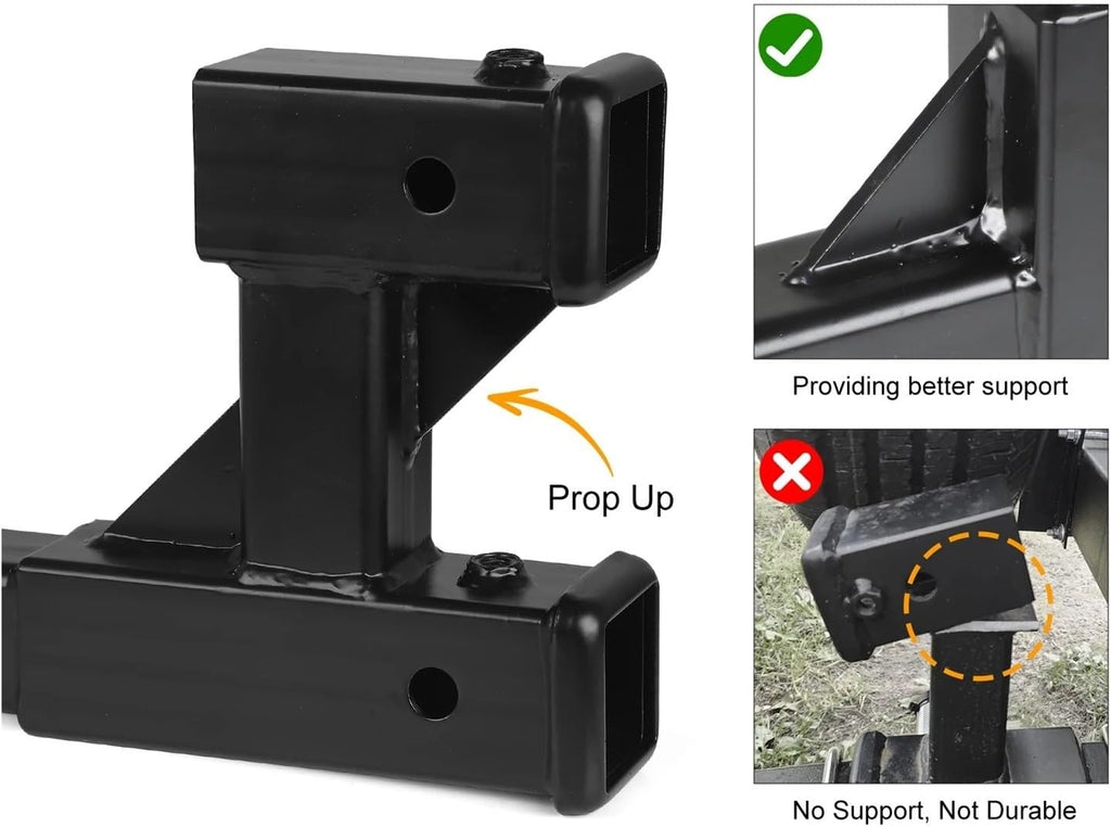 Dual Hitch Extension With Bolt Nut Kit Fits For 2 Inch Extender To 10 Inch Max Length Adjust 7-1/2 Inch Riser Or Drop 4,000 Lbs
