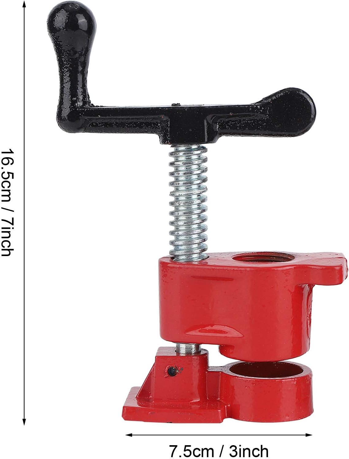Wood Gluing Pipe Clamp Set, Heavy Duty Cast Iron with Large Feet and Ergonomic Handle, for Woodworking Workbench 3/4 Inch Threaded Pipe