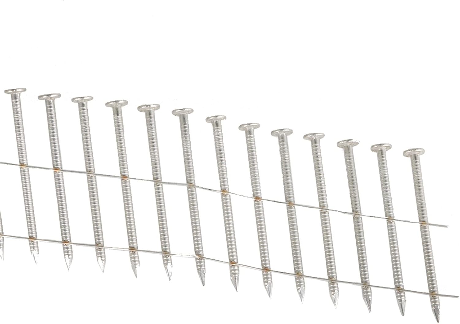 3600 Count 2-1/2 Inch Stainless Coil Siding Nails 15 Degree Coils, Small Cap Coil Nail, Cap Warp 5.8-6mm 0.09 Inch Ring Shank for Cement Board Siding or Fencing Applications