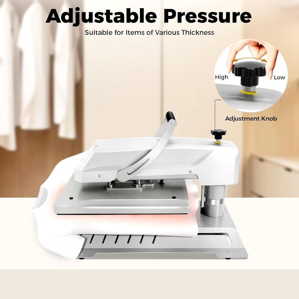 Auto Open Heat Press Machine, 16'x20' Clamshell with Slide-Out Base & 6-Tube Heating - 1600W Digital Sublimation Printer for T-Shirts, Mugs & Crafts