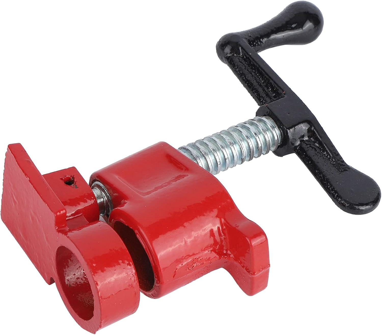 Wood Gluing Pipe Clamp Set, Heavy Duty Cast Iron with Large Feet and Ergonomic Handle, for Woodworking Workbench 3/4 Inch Threaded Pipe