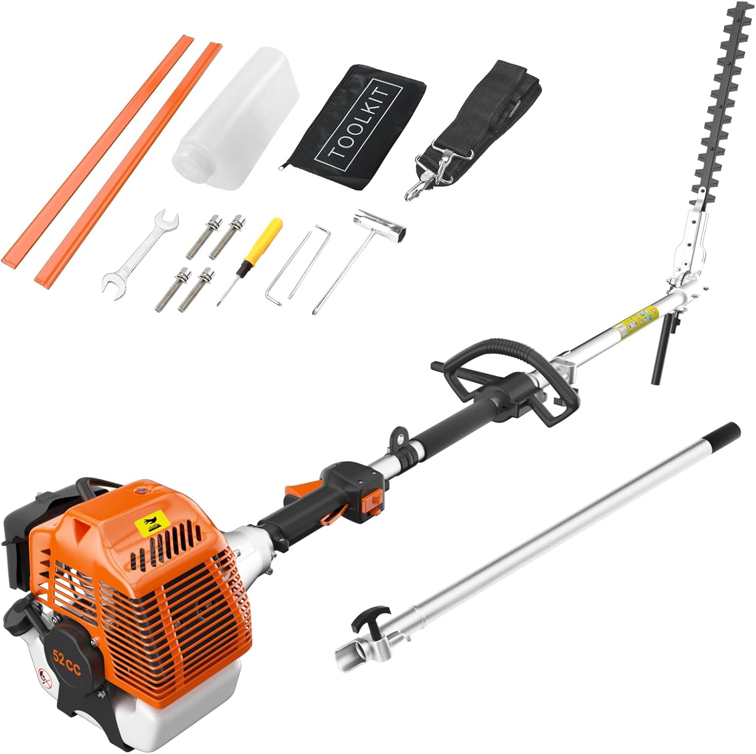 17'' Gas Hedge Trimmer, 48cc 2 Cycle Gas Powered Hedge Trimmer Brush Cutter,Pole Saw with Extension Pole Garden Trimming Tools for Tree Trimming and Branch Cutting (Maximum extends is 10.5FT)