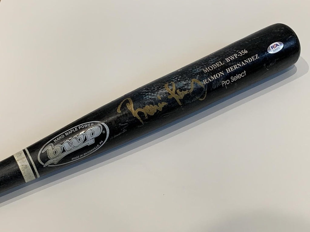 Ramon Hernandez A's Padres Orioles Signed Autograph BWP Game Used Bat PSA DNA - MLB Autographed Game Used Bats