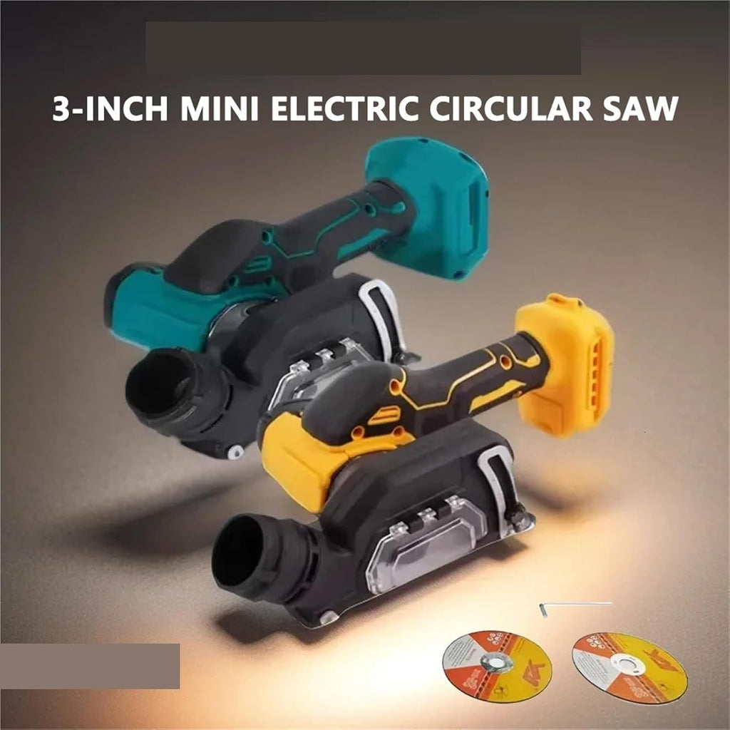 Reciprocating Saw, Cordless 3IN Mini Angle Grinder Electric Cut Off Tool Woodworking Cutting Circular Saw Power(Blue)