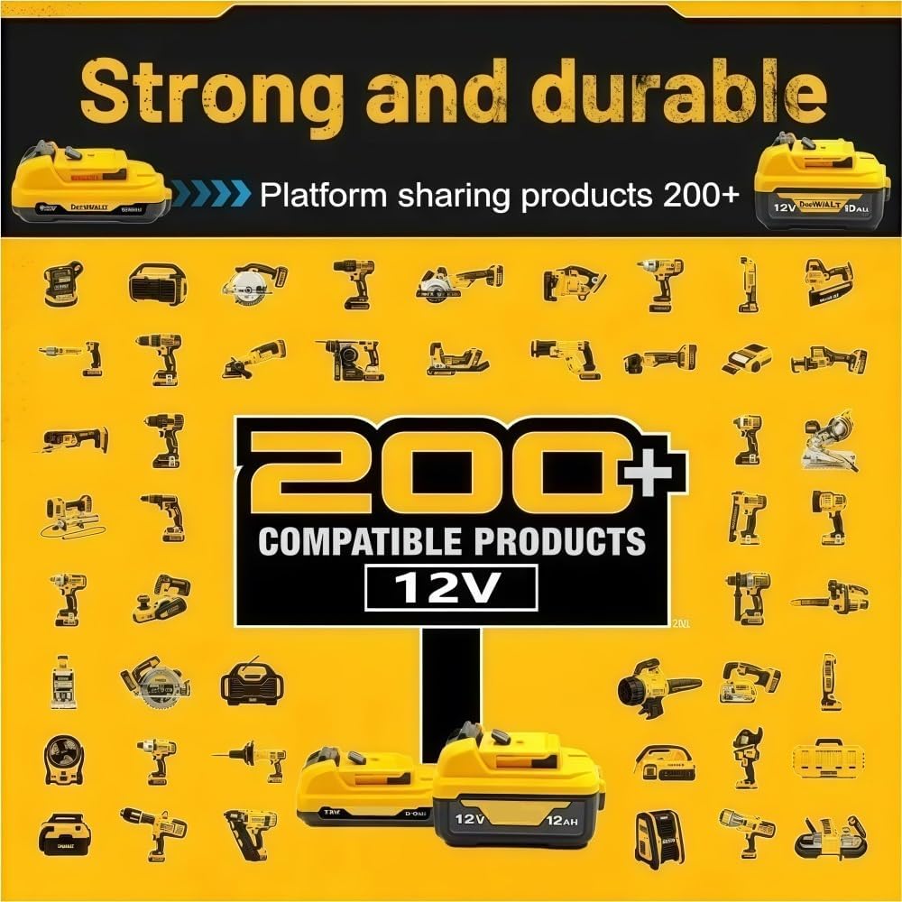 12V Replacement Lithium-Ion Battery Compatible With Dewalt DCD710 DCB123 DCB125 DCB124 DCB122 Cordless Powe Electric Saw Reciprocating Saw Tool Packs(2PCS 6Ah)