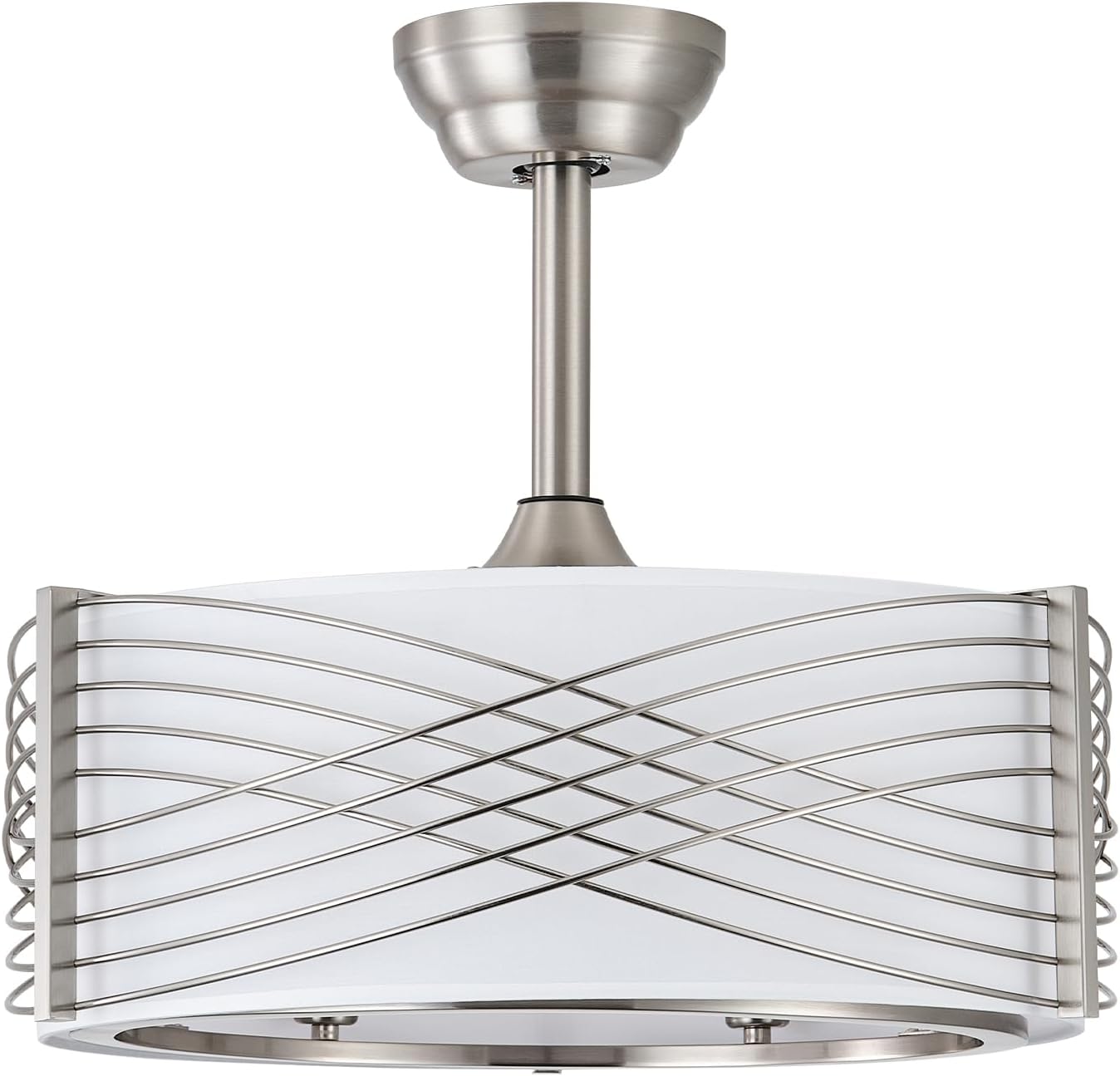 20' Fandelier Ceiling Fans with Lights, Silver Caged Ceiling Fan with Light Remote Control, Mid-Century Modern with 6 Speeds for Bedroom, Nursery, Living Room (Silver)